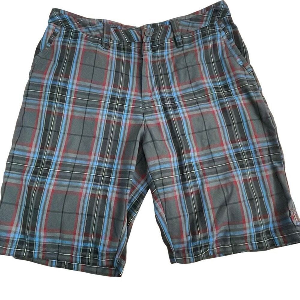 Quiksilver Gray Plaid Shorts Size 33 10” Inseam